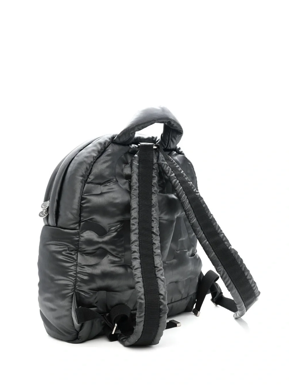 Chanel grey Black Quilted Logo Backpack